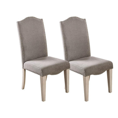 Upholstered Dining Chair with Nailhead Trim and Camel Back - Set of 2